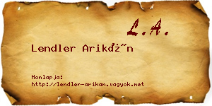 Lendler Arikán névjegykártya